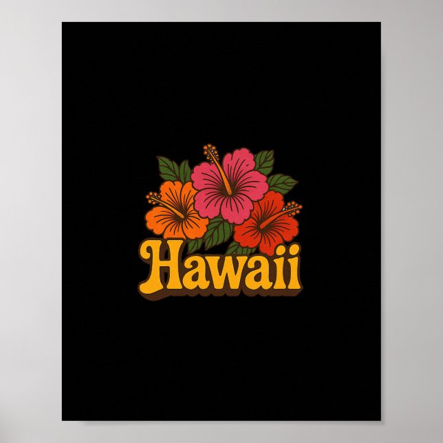 Affiche Illustration d'hibiscus d'Hawaï Vacances hawaïenne (Devant)