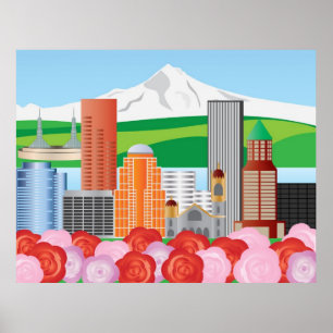 Affiche Illustration d'horizon de Portland Orégon