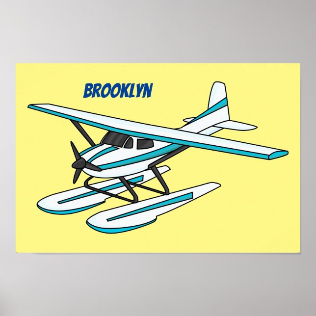 Affiche Illustration d'hydravion bleu blanc (Devant)