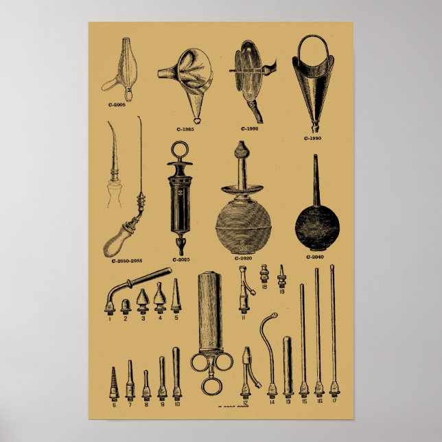 Affiche Illustration d'instruments chirurgicaux de médecin (Devant)