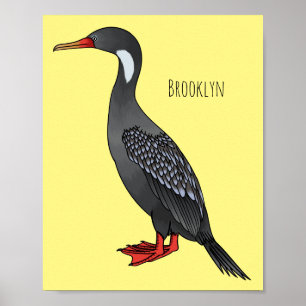 Affiche Illustration d'oiseau cormoran à pattes rouges