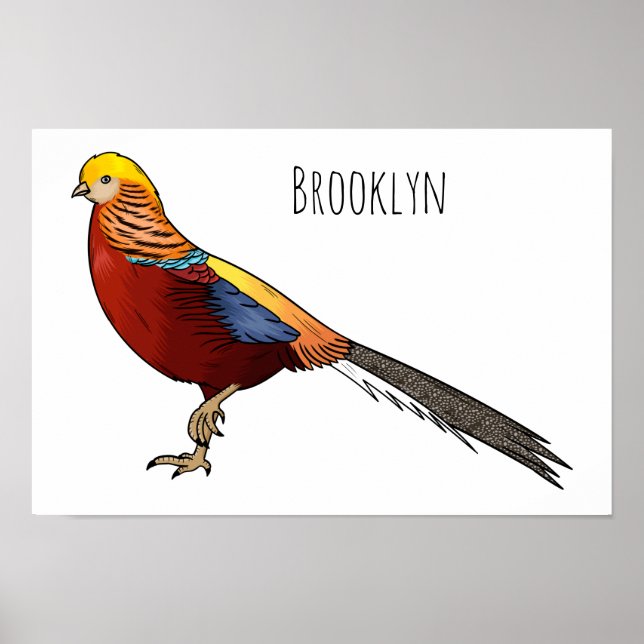 Affiche Illustration d'oiseau de faisan doré (Devant)