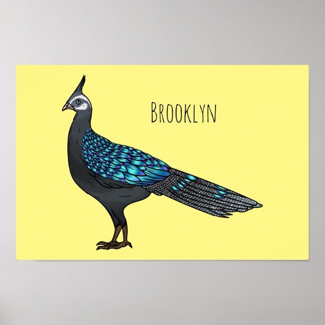 Affiche Illustration d'oiseau de faisan paon de Palawan (Devant)