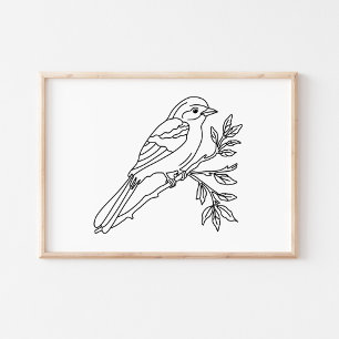 Affiche Illustration d'oiseau dessinée à la main