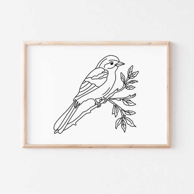 Affiche Illustration d'oiseau dessinée à la main (Créateur téléchargé)