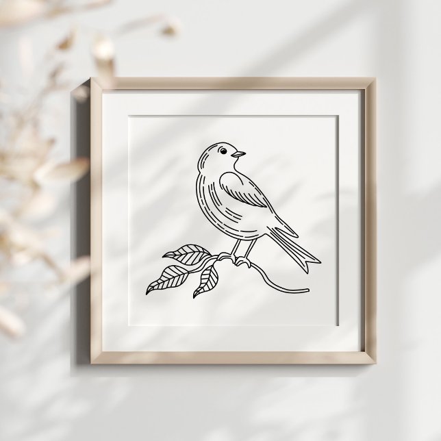 Affiche Illustration d'oiseau fantaisiste dessinée à la ma (Créateur téléchargé)