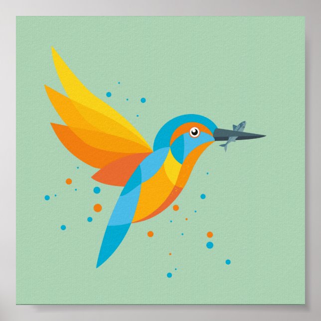 Affiche Illustration d'oiseaux - Kingfisher (Devant)