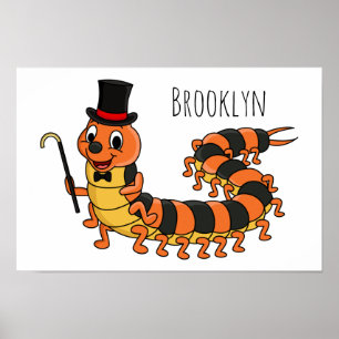 Affiche Illustration drôle de dessin animé centipede