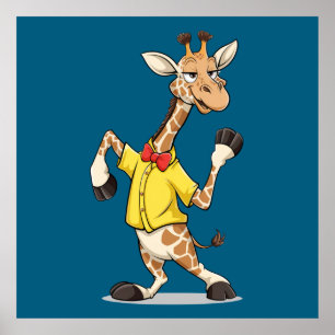 Affiche Illustration drôle de la girafe