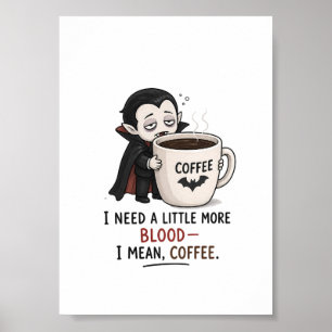 Affiche Illustration drôle de vampire café Halloween