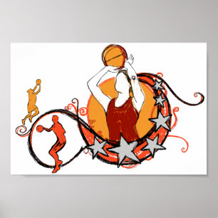 Affiche Illustration du basket-ball féminin
