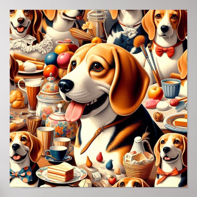 Affiche Illustration du Beagle rétro (Devant)