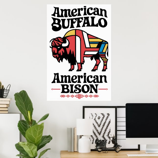 Affiche Illustration du bison américain (Bureau à domicile)