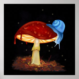 Affiche Illustration du champignon rouge de l'escargot ble
