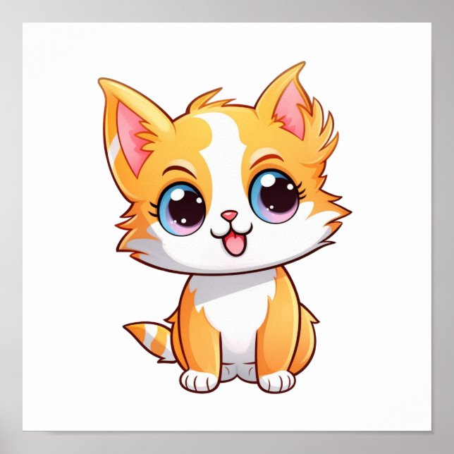 Affiche Illustration du chat de dessin (Devant)