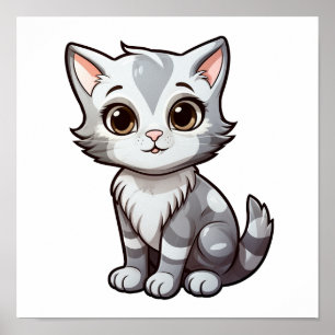 Affiche Illustration du chat de dessin