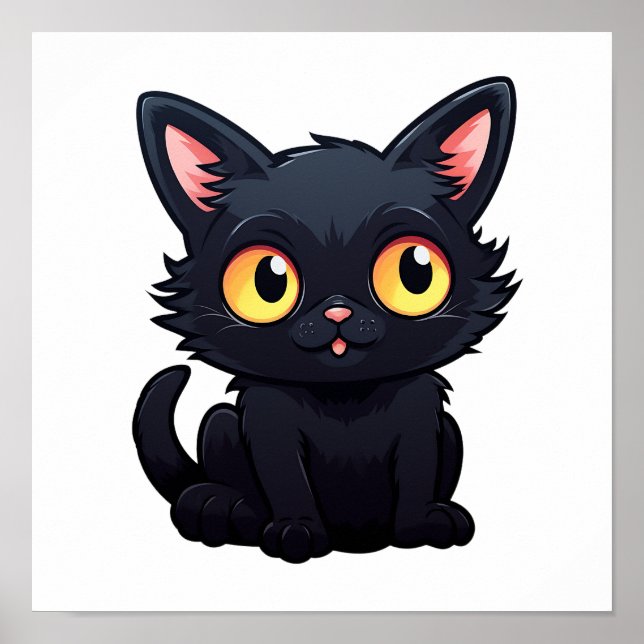 Affiche Illustration du chat de dessin (Devant)