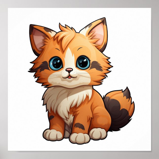 Affiche Illustration du chat de dessin (Devant)