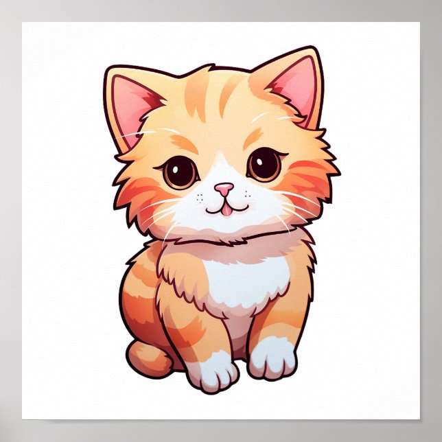 Affiche Illustration du chat de dessin (Devant)