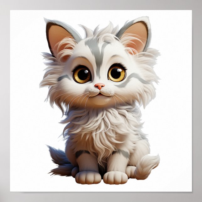 Affiche Illustration du chat de dessin (Devant)