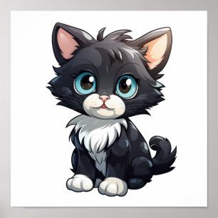 Affiche Illustration du chat de dessin
