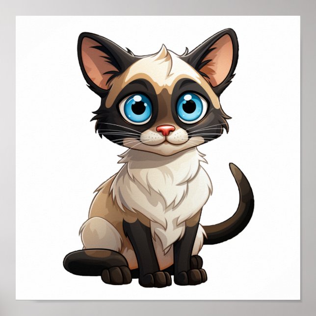 Affiche Illustration du chat de dessin (Devant)