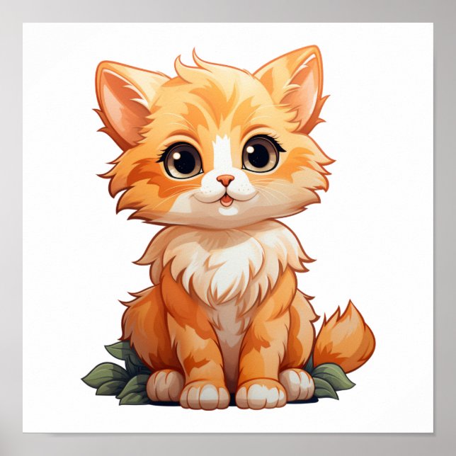 Affiche Illustration du chat de dessin (Devant)