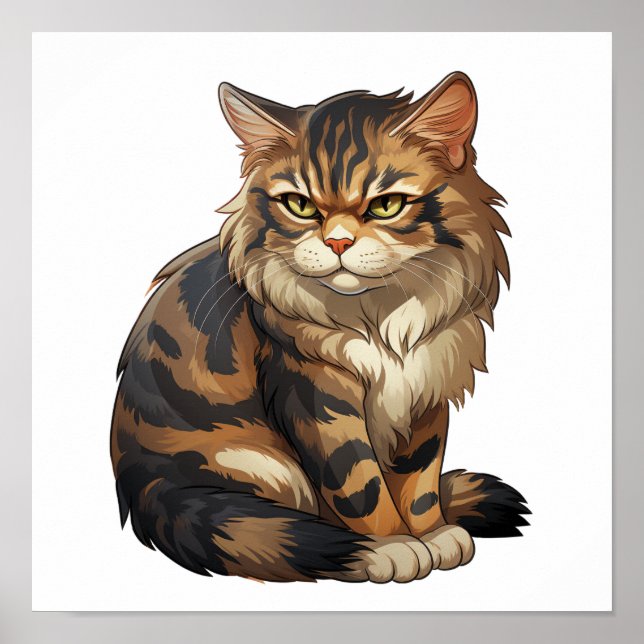 Affiche Illustration du chat de dessin (Devant)