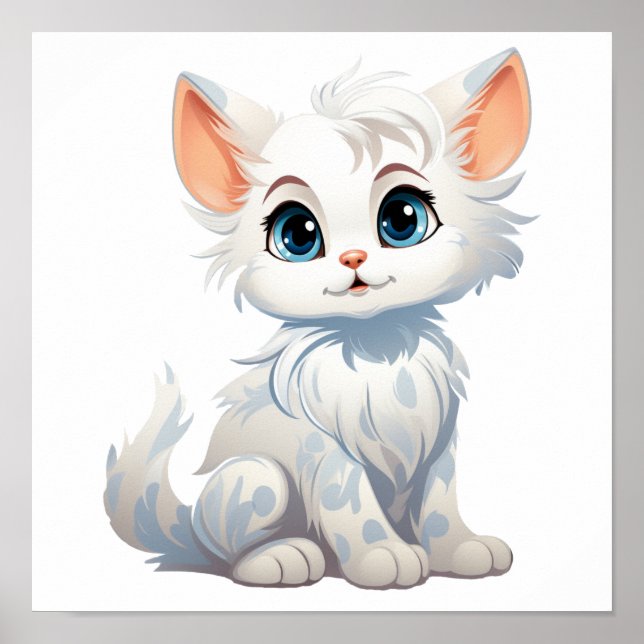 Affiche Illustration du chat de dessin (Devant)