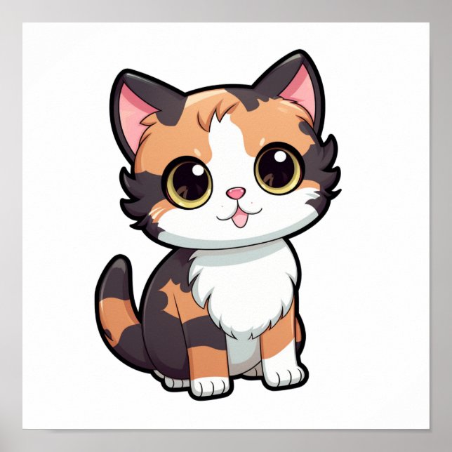 Affiche Illustration du chat de dessin (Devant)