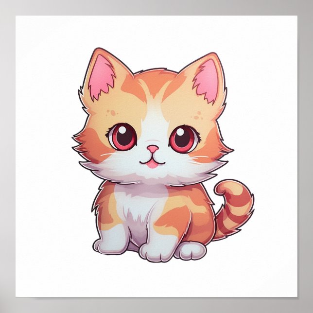 Affiche Illustration du chat de dessin (Devant)