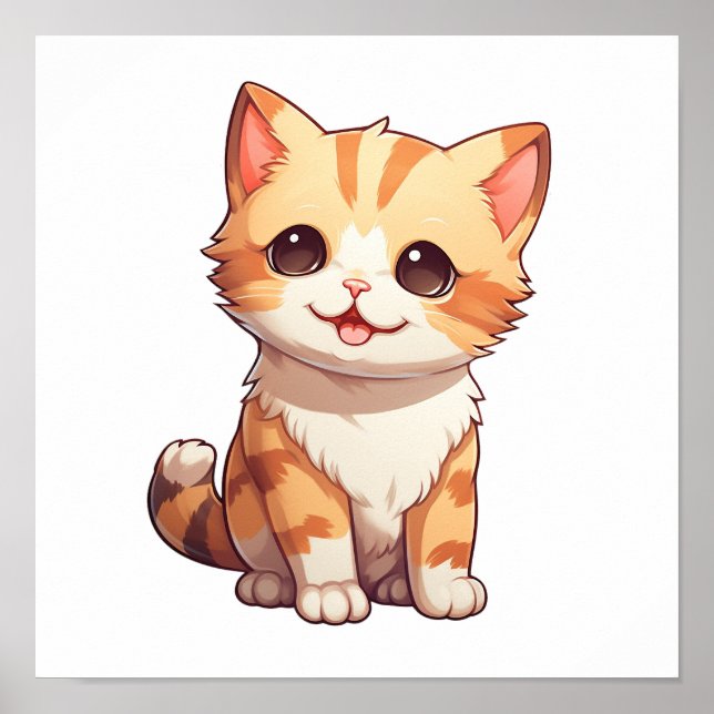 Affiche Illustration du chat de dessin (Devant)