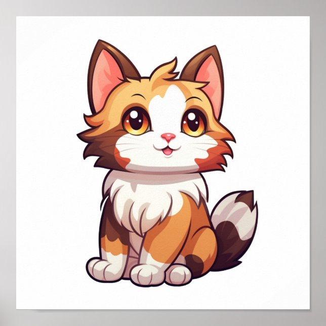 Affiche Illustration du chat de dessin (Devant)