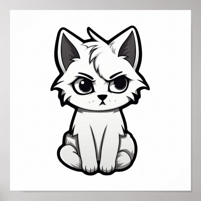 Affiche Illustration du chat de dessin (Devant)