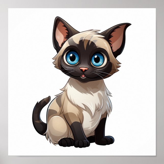 Affiche Illustration du chat de dessin (Devant)