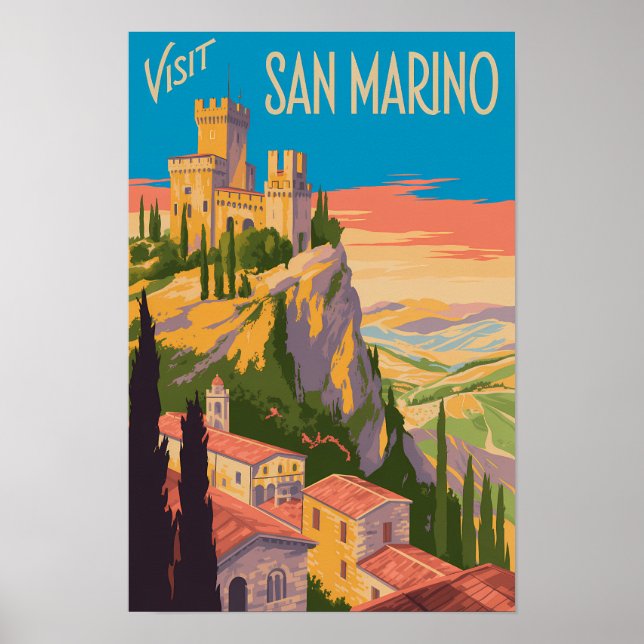 Affiche Illustration du château de Saint-Marin Art de voya (Devant)