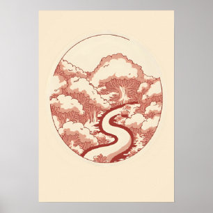 Affiche Illustration du chemin de la forêt rouge