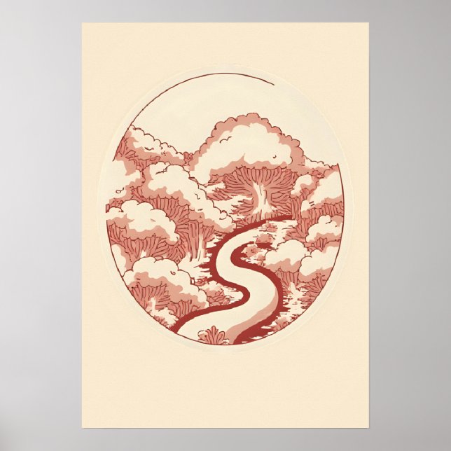 Affiche Illustration du chemin de la forêt rouge (Devant)