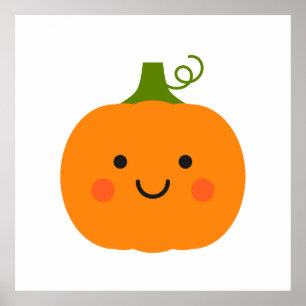 Affiche Illustration du citrouille souriant mignon