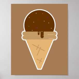 Affiche Illustration du clipart plat de crème glacée