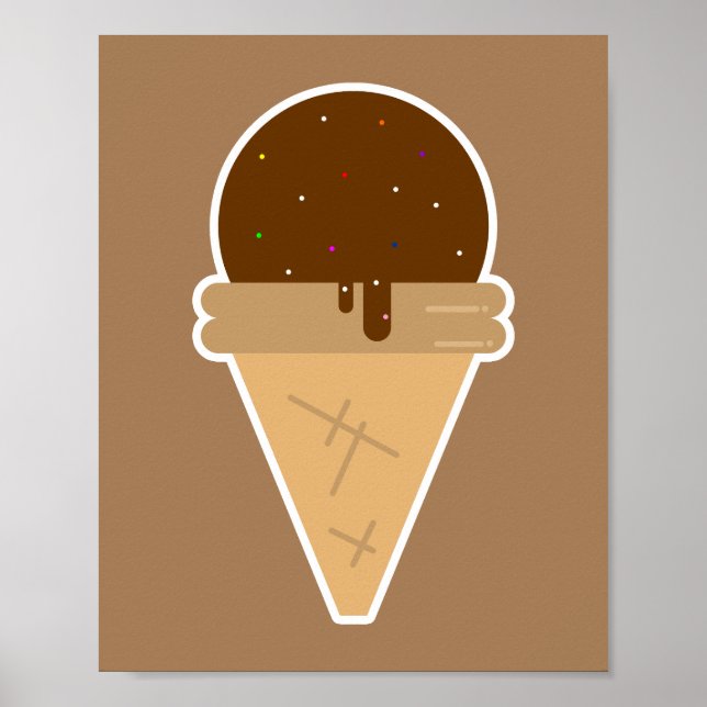 Affiche Illustration du clipart plat de crème glacée (Devant)