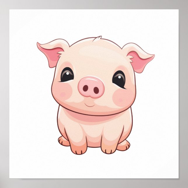 Affiche Illustration du cochon de dessin (Devant)