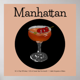 Affiche Illustration du cocktail Manhattan