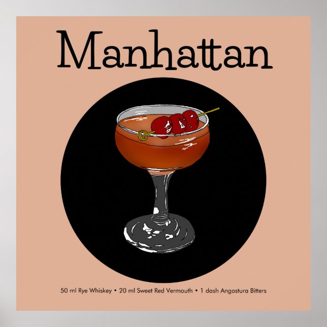 Affiche Illustration du cocktail Manhattan (Devant)