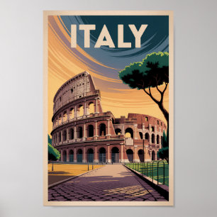 Affiche Illustration du Colisée d'Italie Art de voyage vin