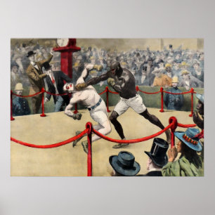Affiche Illustration du combat de vintage Johnson Jeffries