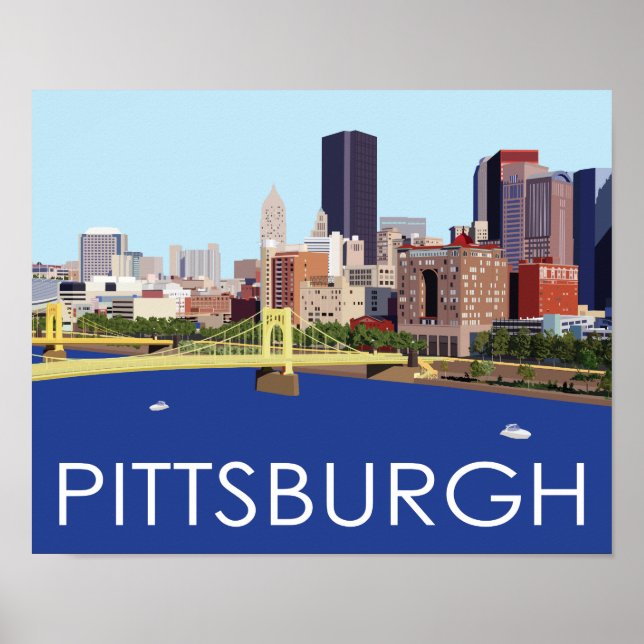 Affiche Illustration du cool Pittsburgh Skyline Computer (Devant)