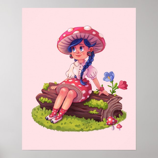 Affiche Illustration du cottage de champignon (Devant)