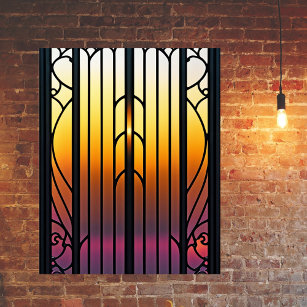 Affiche Illustration du coucher de soleil en verre
