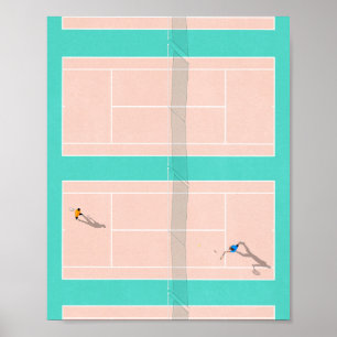 Affiche Illustration Du Court De Tennis Pastel Colours En 